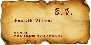 Bencsik Vilmos névjegykártya